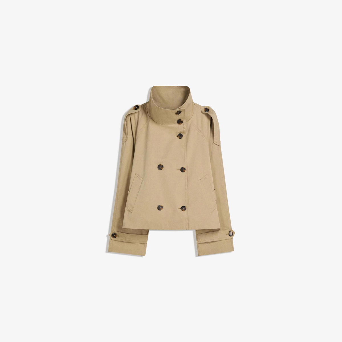 Trench court ceinturé - Beige, à plat