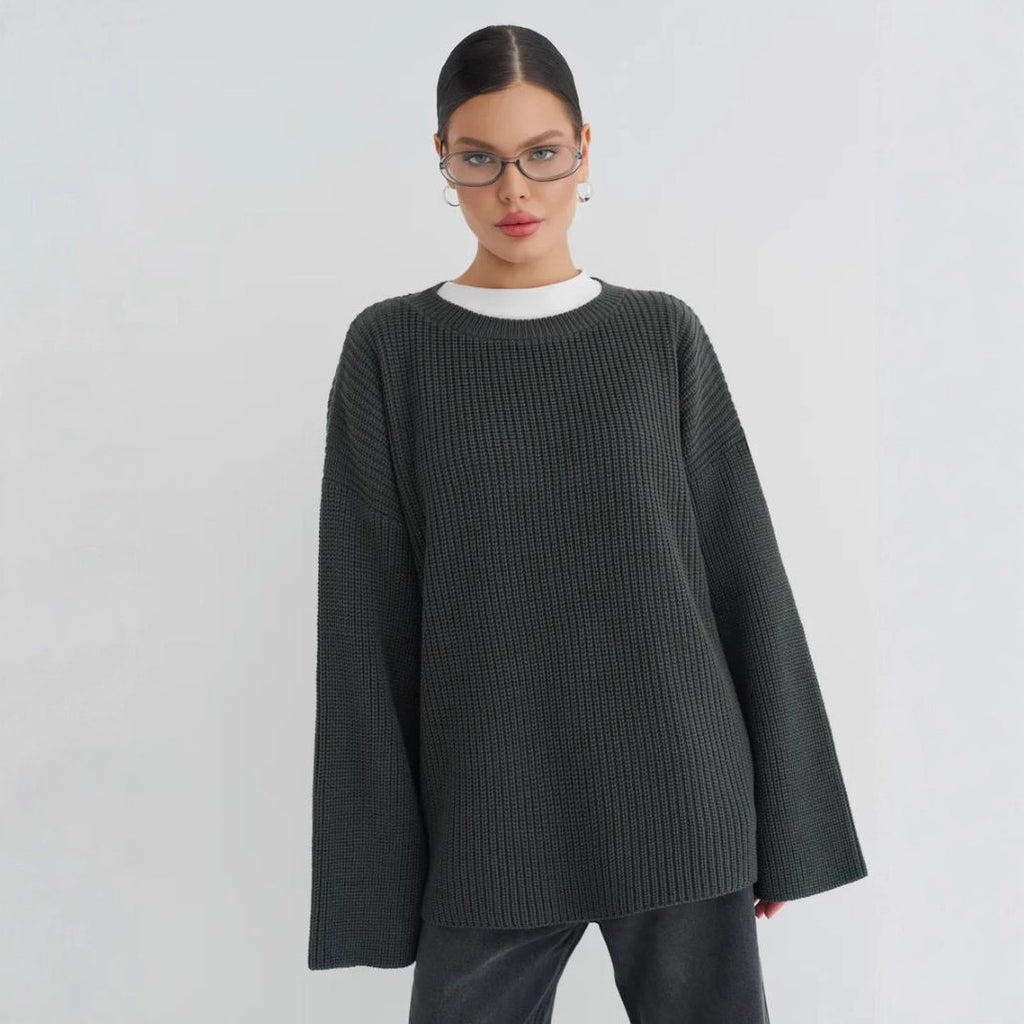 Pull oversize Douceur d'Hiver – Gris foncé, vue de face