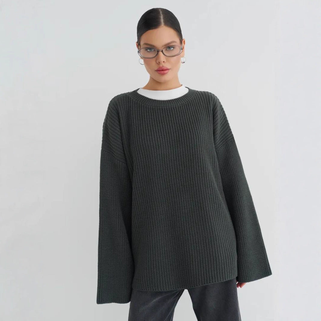 Pull oversize Douceur d'Hiver – Gris foncé, vue de face