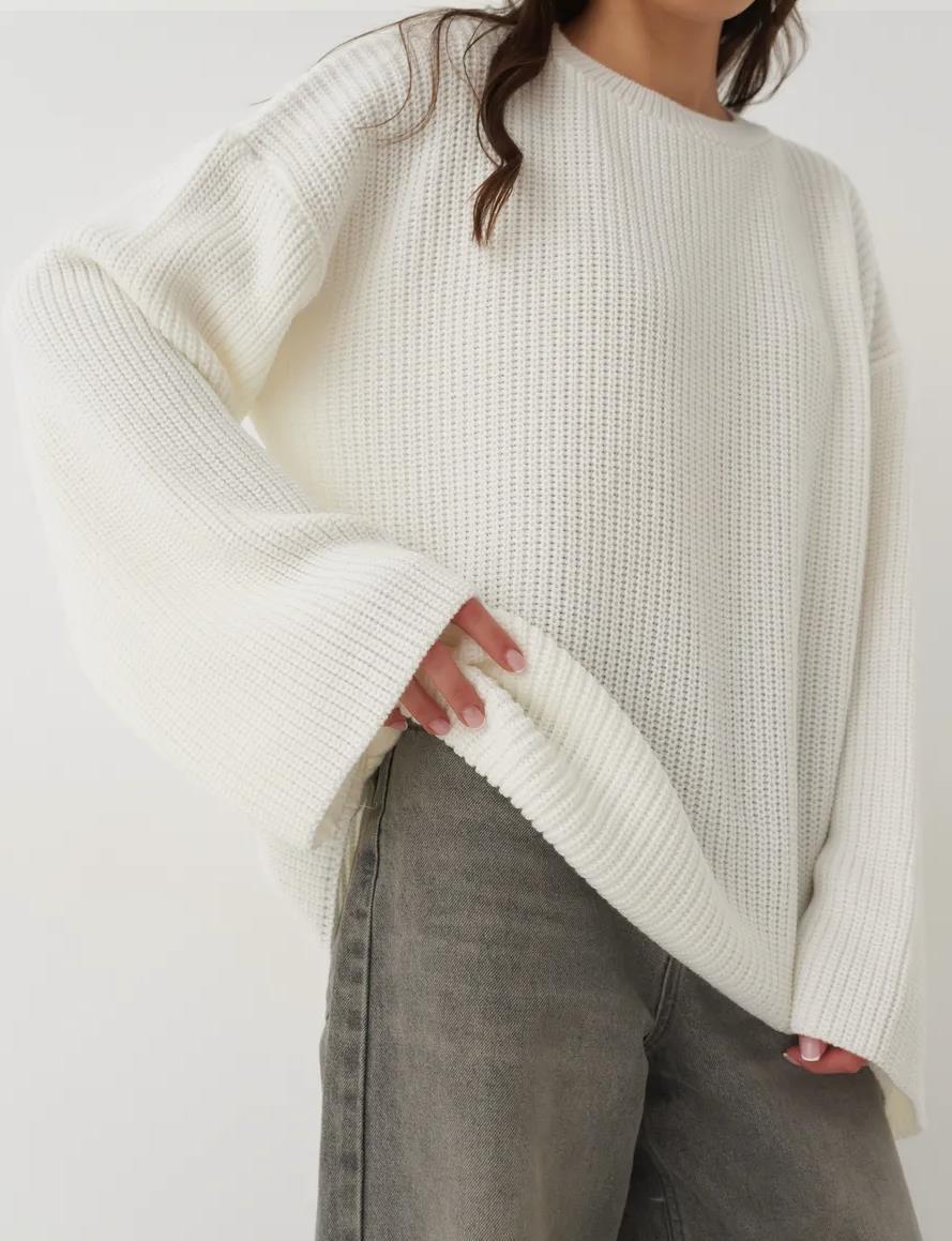 Pull oversize Douceur d'Hiver – Blanc