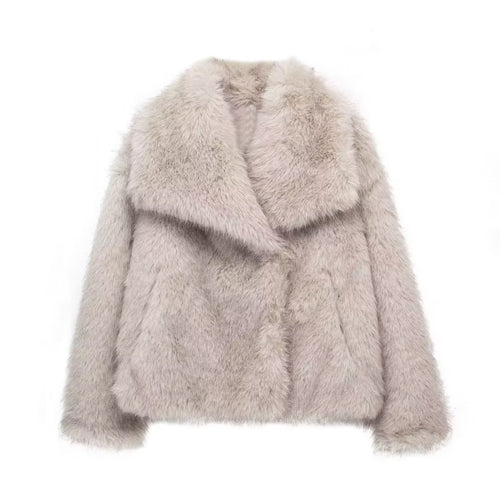 Manteau moelleux en fausse fourrure - Beige