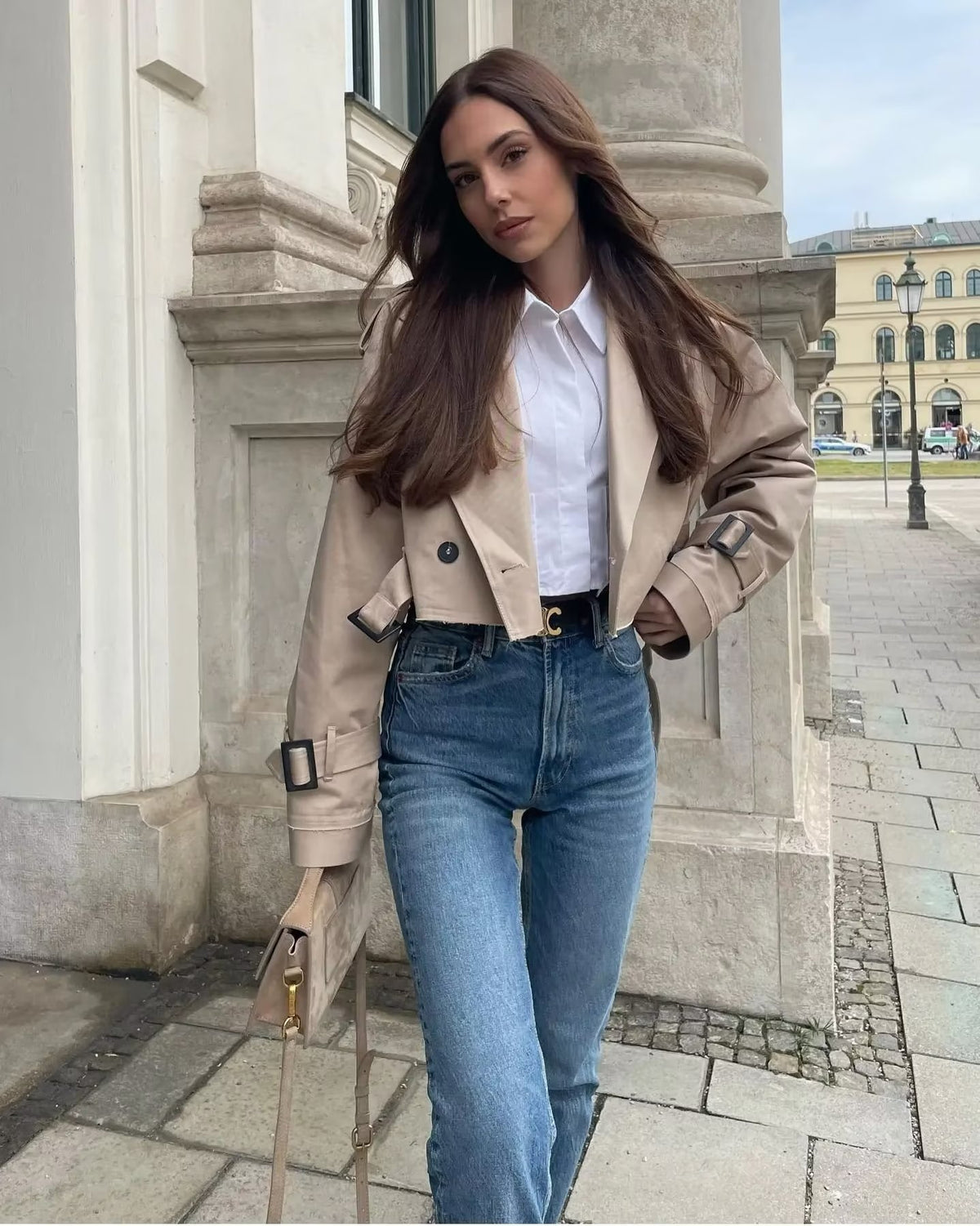 Trench ultra court ceinturé - Beige