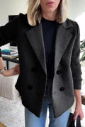 Veste croisée manches en maille - Noir