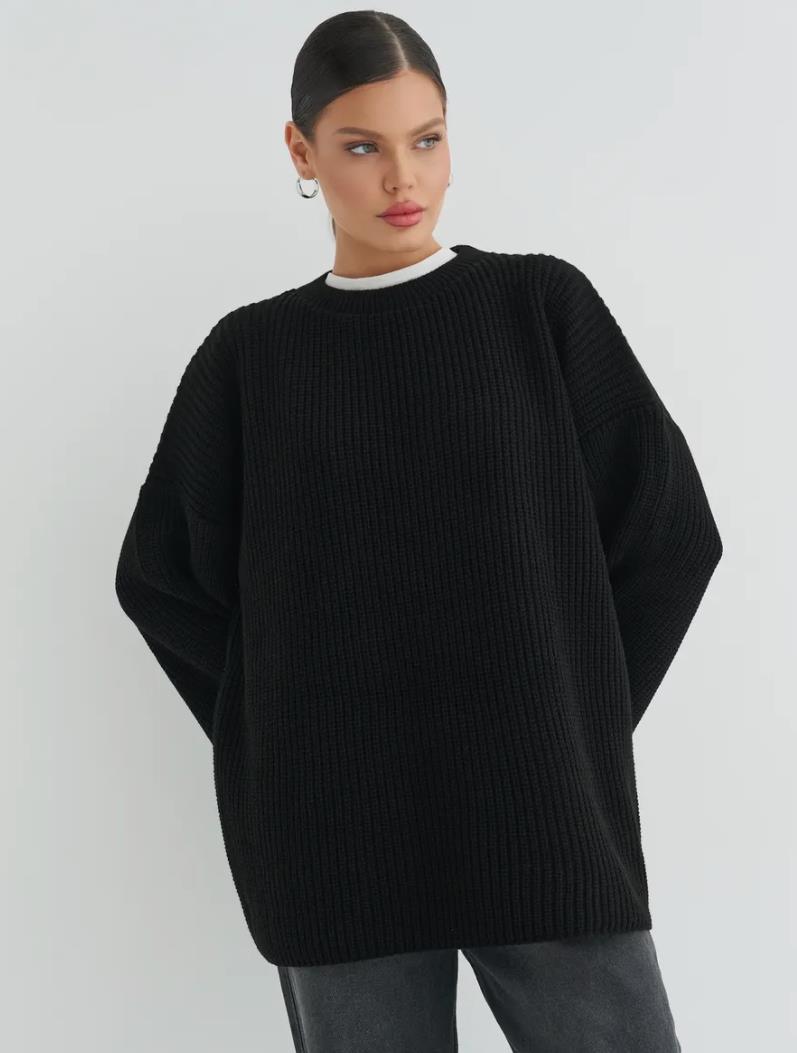Pull oversize Douceur d'Hiver – Noir, vue de face